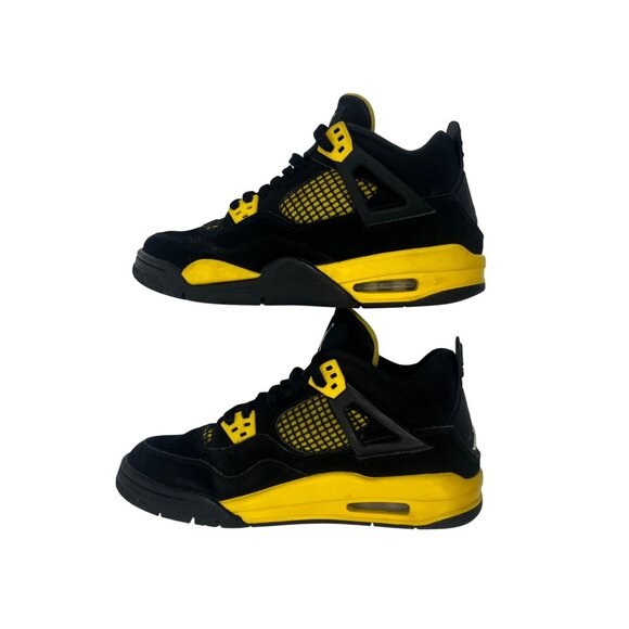 AUTHENTIC Air Jordan 4 Retro Thunder Black & Tour Yellow Sneakers • Women's 8.5 - Picture 5 of 16